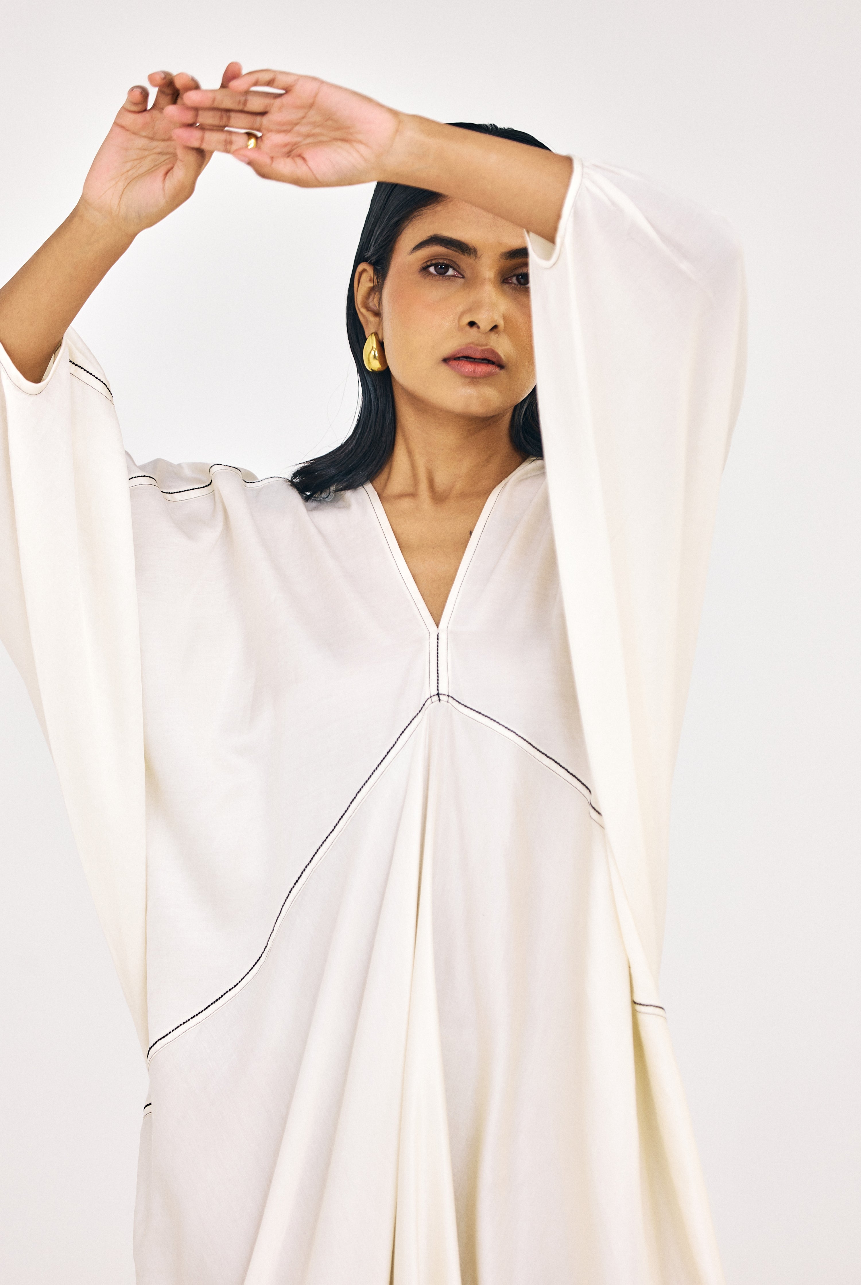 Lightweight cotton satin kaftan top designed for relaxed everyday wear