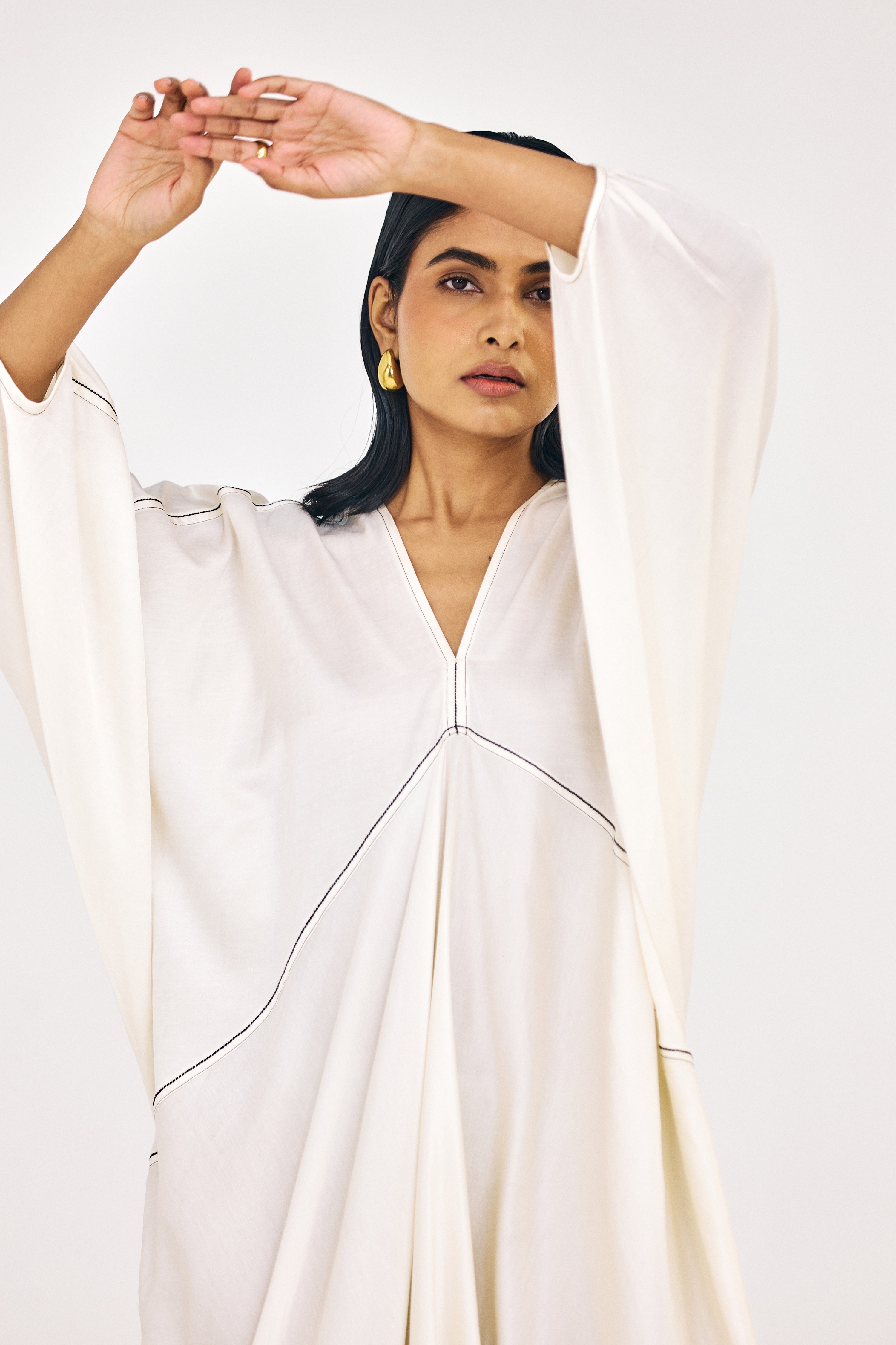 Lightweight cotton satin kaftan top designed for relaxed everyday wear
