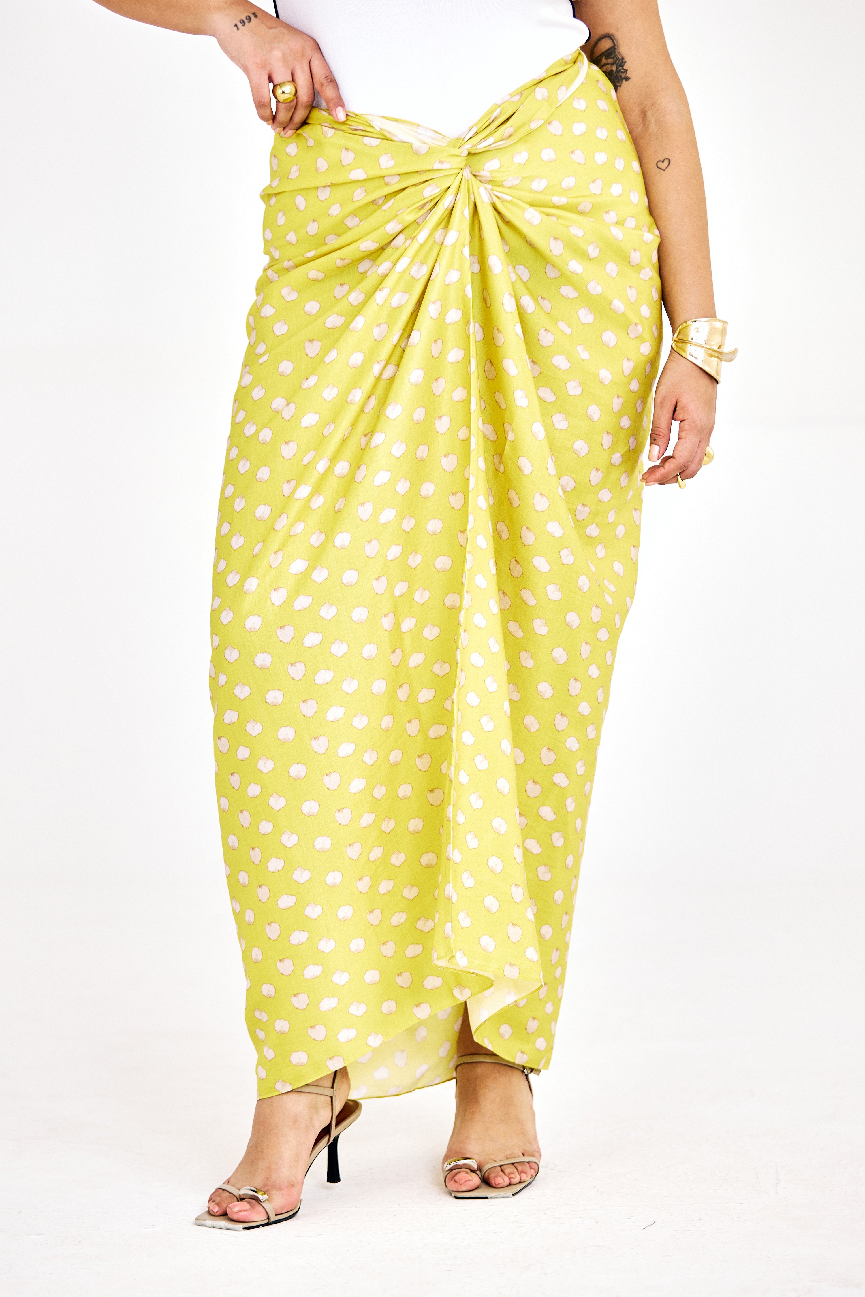 Versatile cotton satin Tina skirt that can be styled in multiple ways