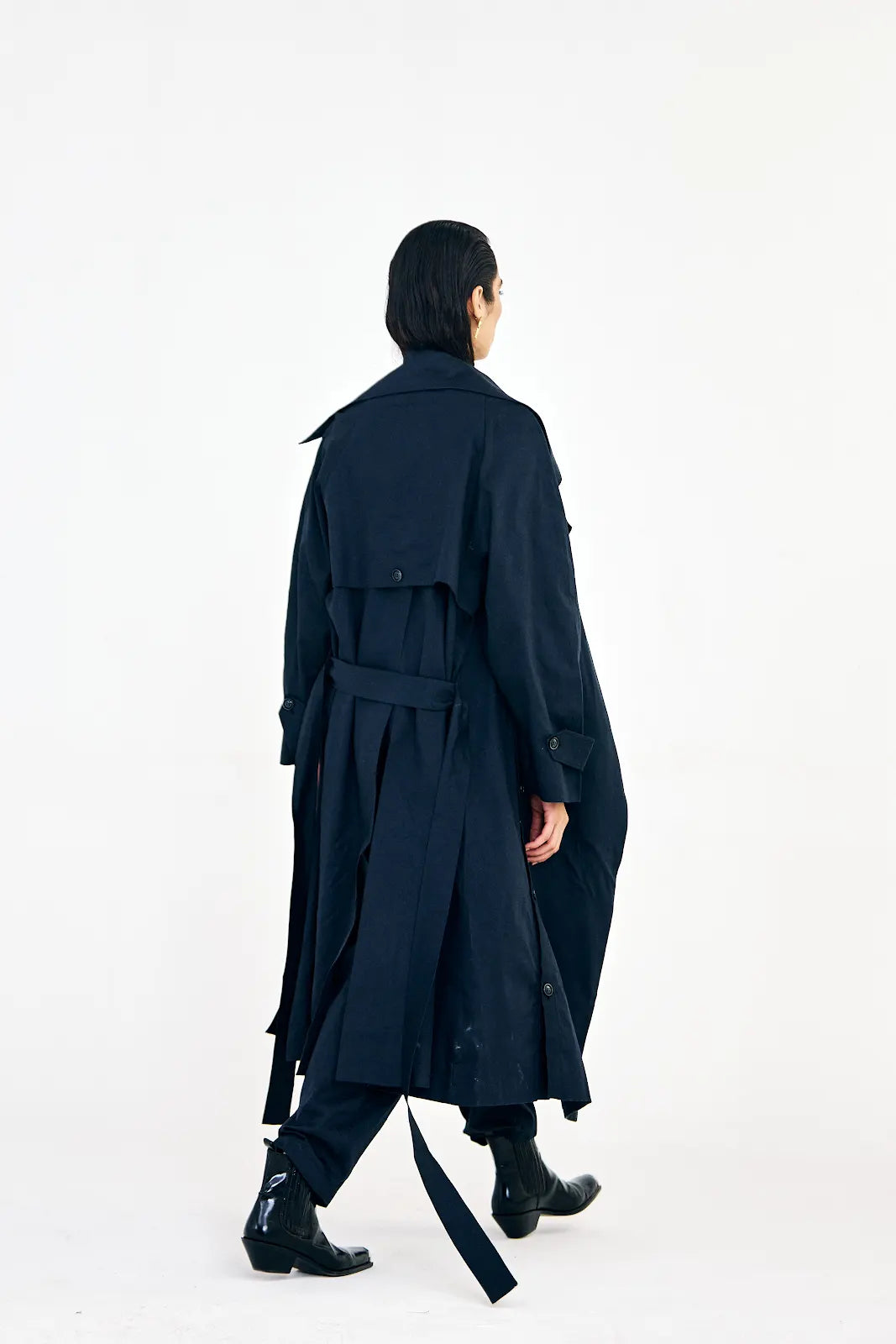 Versatile navy blue cotton twill outfit styled as a complete layered look