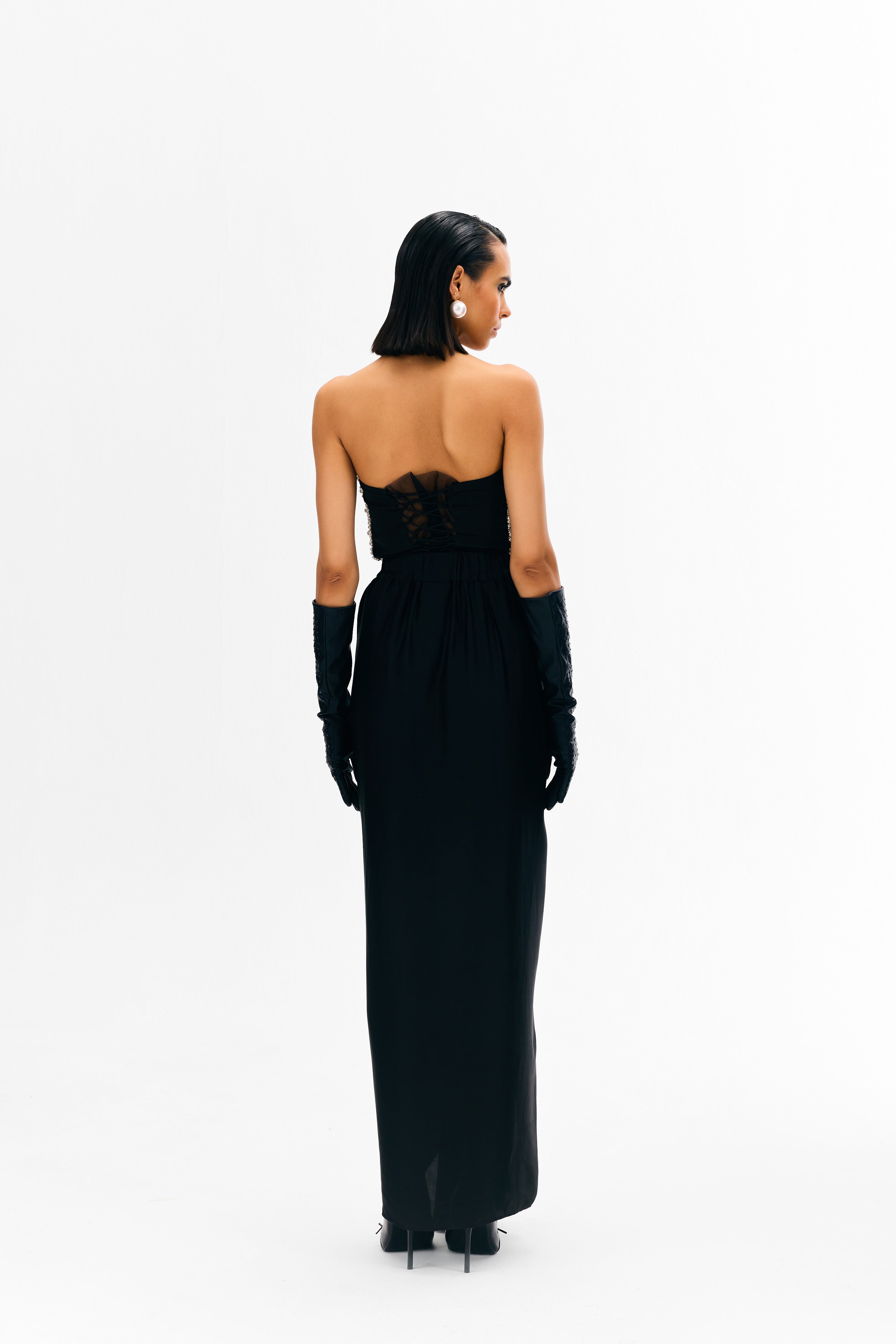 Festive-ready outfit blending traditional embroidery with modern silhouette