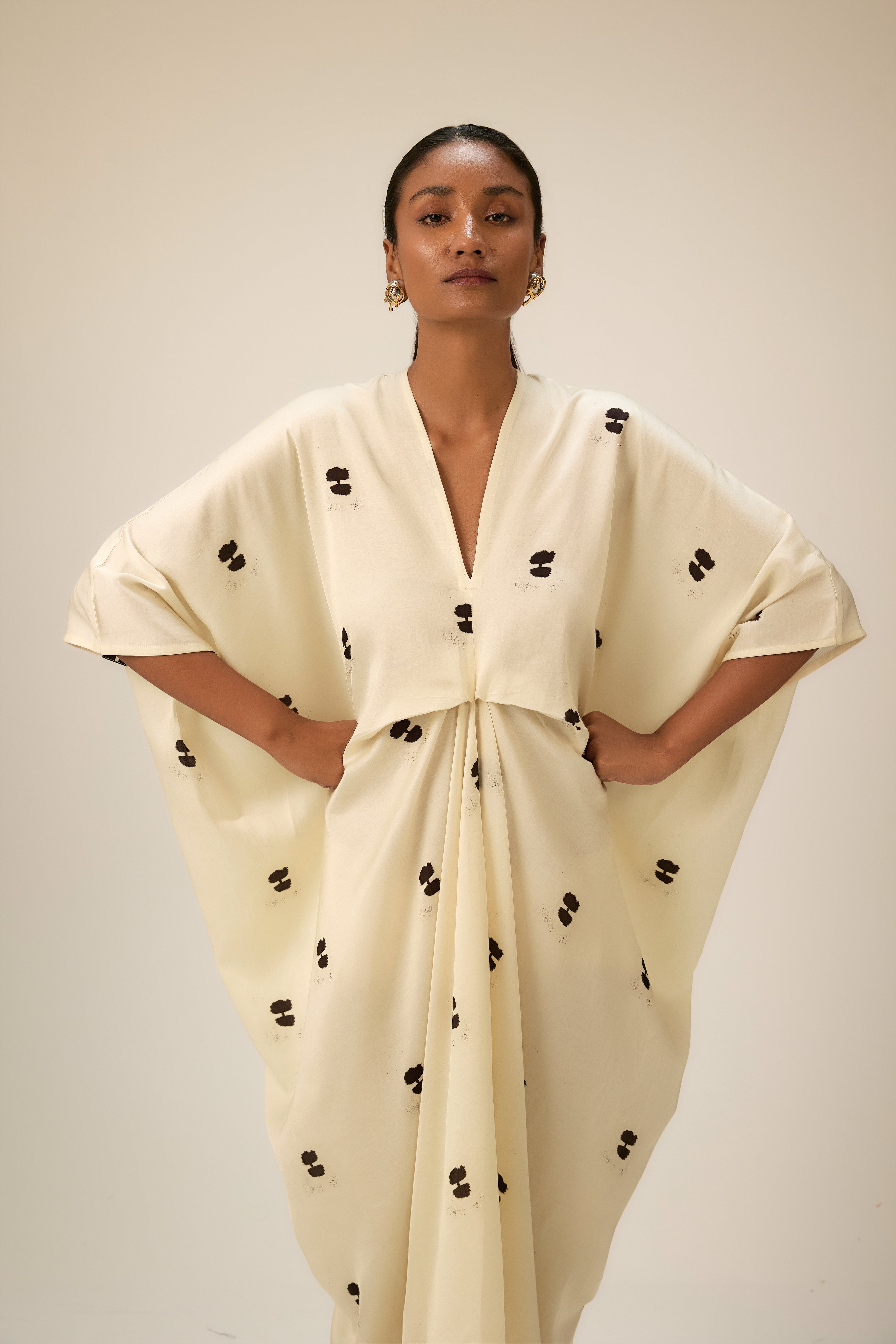 Relaxed-fit dress crafted in cotton modal satin with soft movement