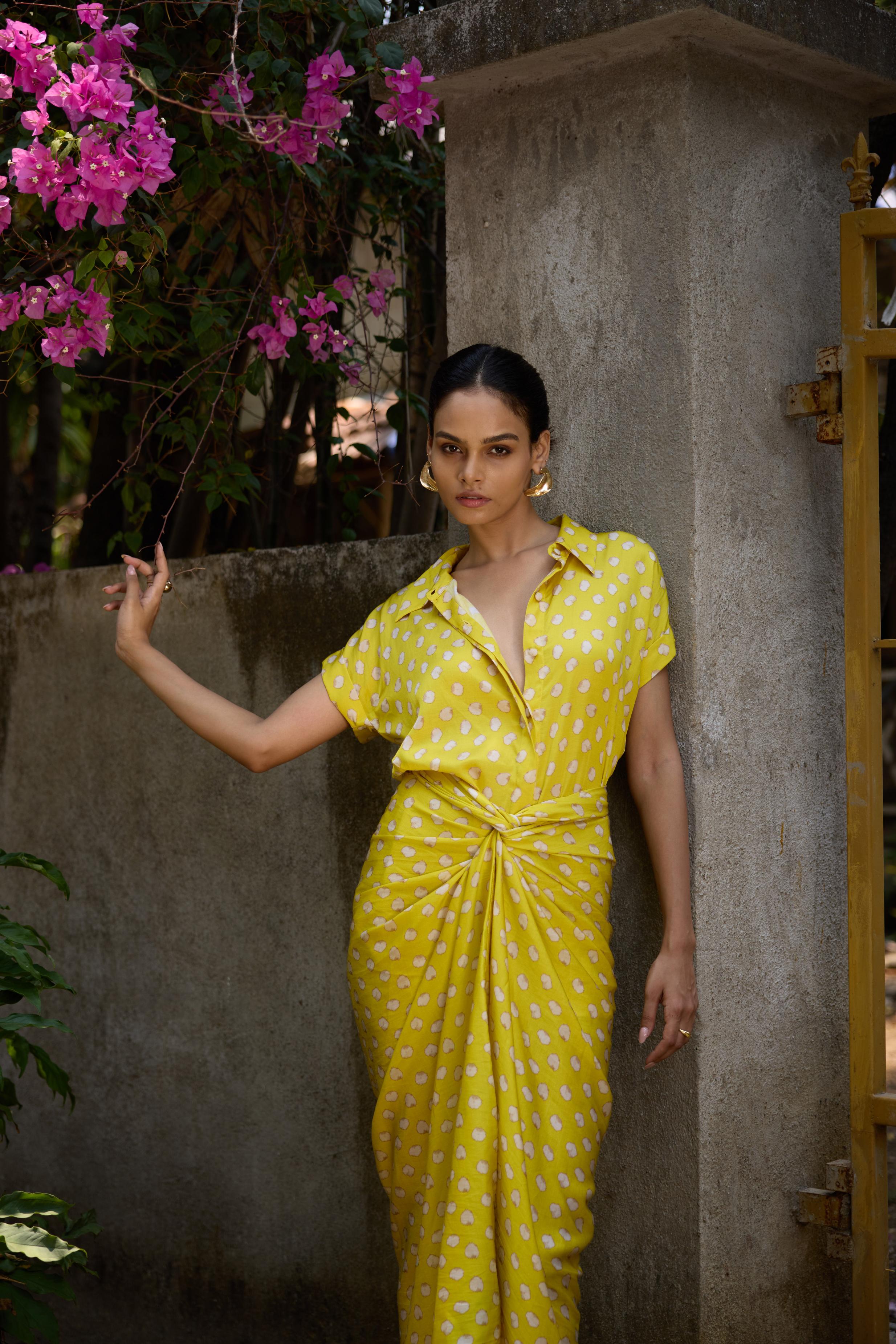 Nouria Mia shirt and Tina sarong skirt co-ord set