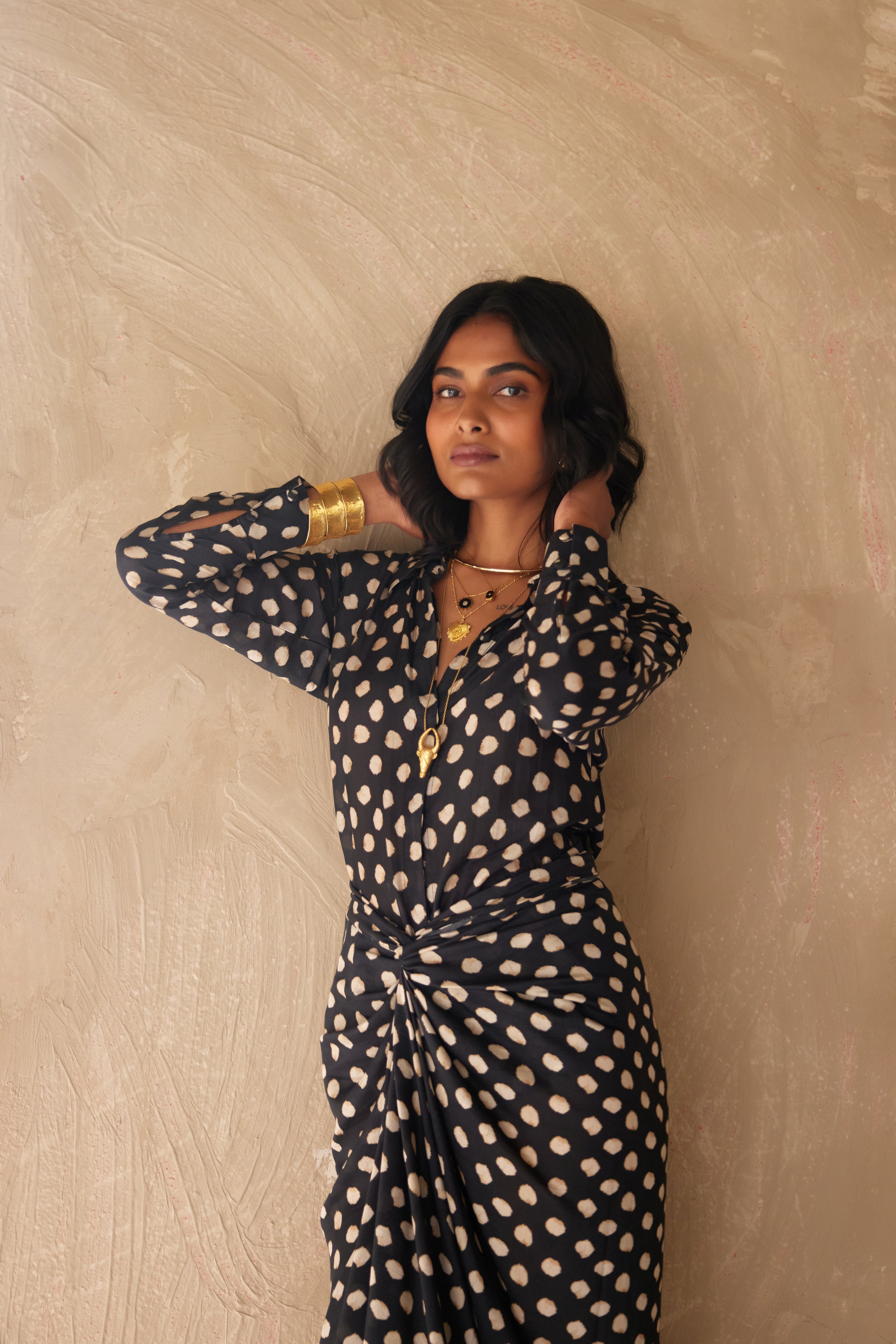 Elevated essential tie-up dress with relaxed yet refined fit