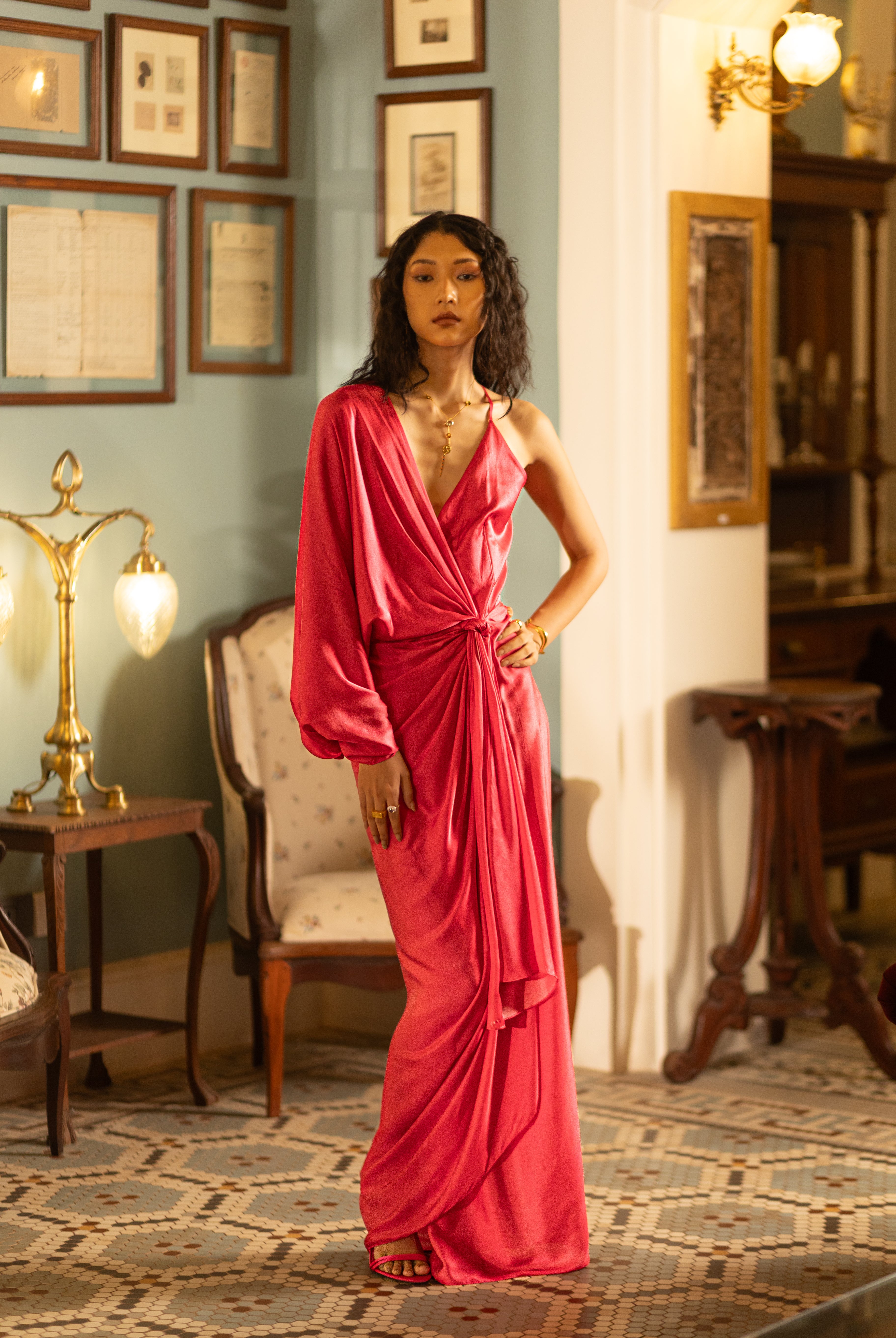 jumpsuit party wear dress Party Dress For Mother Of The Bride Designed Neckline 3/4 Length Sleeves Jumpsuit Sash Floor-Length Wedding Guest Dresses