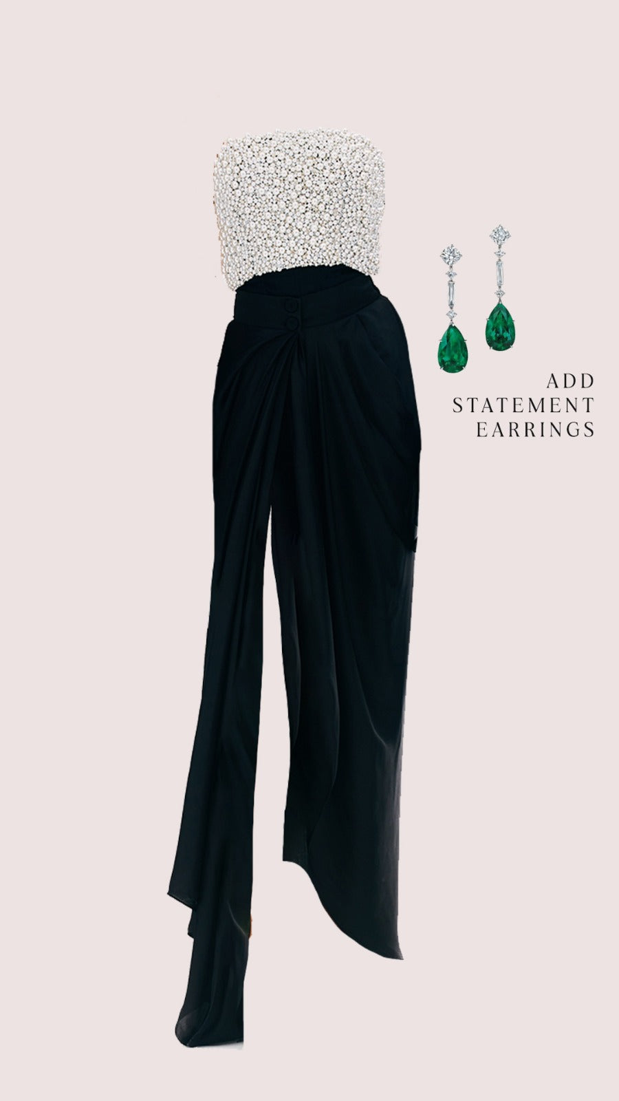 Pearl and stone embroidered tube top styled with flowing Lina skirt