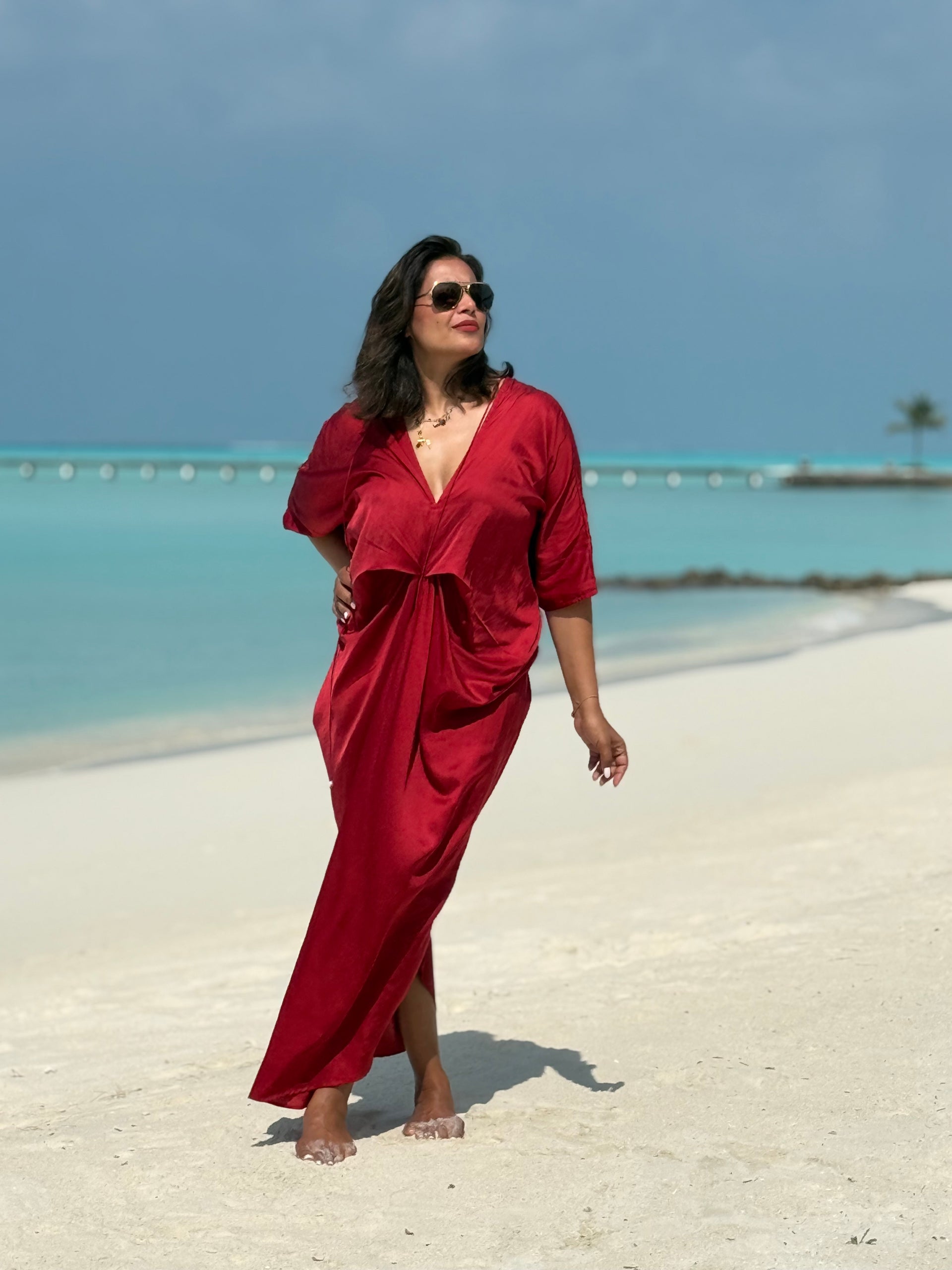 Buy Luxury Designer Ladies Tara Kaftan Raw Red Online